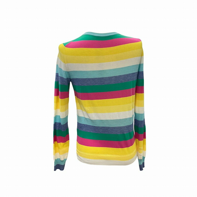 【中古】マカフィー MACPHEE トゥモローランド マルチボーダー カーディガン ニット 長袖 S 黄色 緑 ピンク 0715 レディース 【ベクトル 古着】 250715