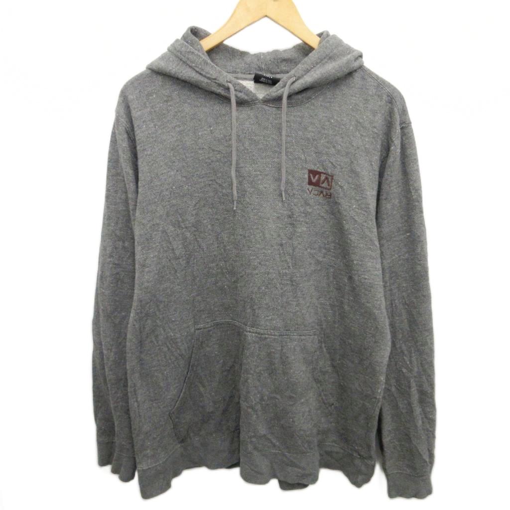 【中古】ルーカ RVCA パーカー フーディ スウェット ロゴ 刺繍 プルオーバー L 灰 グレー ■MET2 1019 メンズ 【ベクトル 古着】 251019