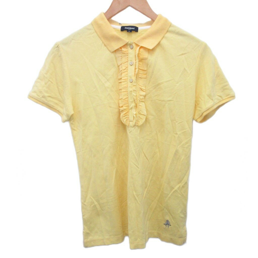 【中古】ポールスチュアート PAUL STUART ポロシャツ フリル ロゴ刺繍 黄 イエロー L ■YHS5 レディース..
