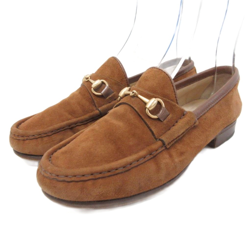 gucci///////////////\' - 【中古】グッチ GUCCI ホースビット ローファー スエード スリッポン ゴールド金具 皮革 35 22cm 茶 ブラウン ■IBO93 レディース 【ベクトル 古着】 260407
