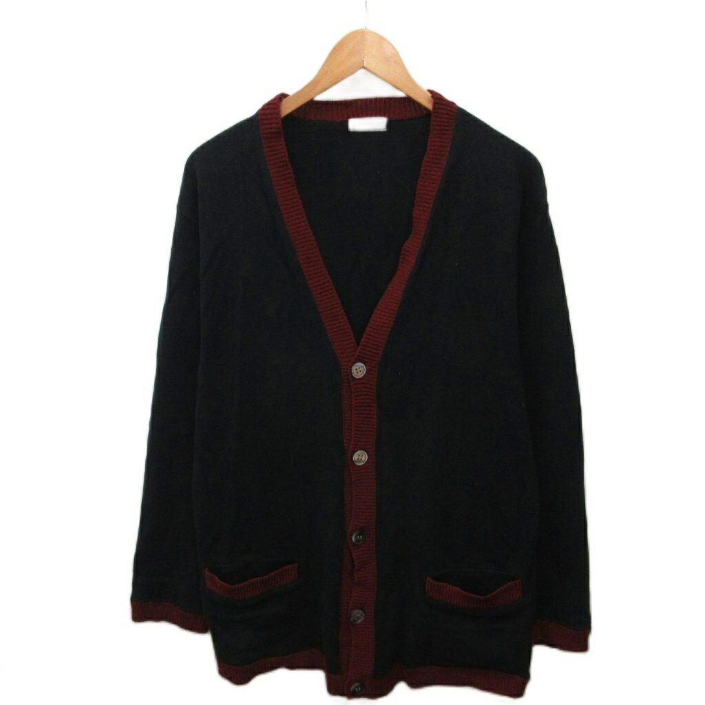 【中古】コムデギャルソンオム COMME des GARCONS HOMME 田中オム AD1996 カーディガン コットンニット リブ切替 黒 ブラック ワインレッド HT-040130 ■IBO93 メンズ 【ベクトル 古着】 260506（楽天・ブランド古着ベクトルプレミアム店）