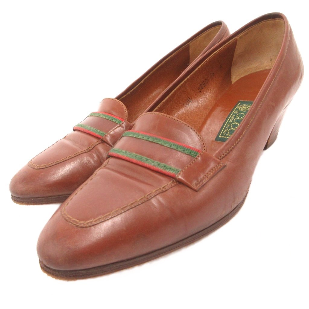 gucci///////////////\' - 【中古】グッチ GUCCI ヒールローファー パンプス シューズ レザー シェリーライン 35 茶 ブラウン /JS ■IBO93 レディース 【ベクトル 古着】 260510