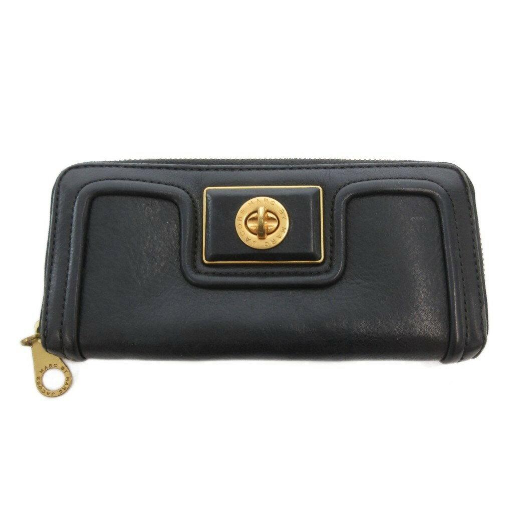 【中古】マークジェイコブス MARC JACOBS 美品 長財布 ターンロック ジップアラウンド 黒 ブラック /MG ■GY99 レディース 【ベクトル 古着】 260430
