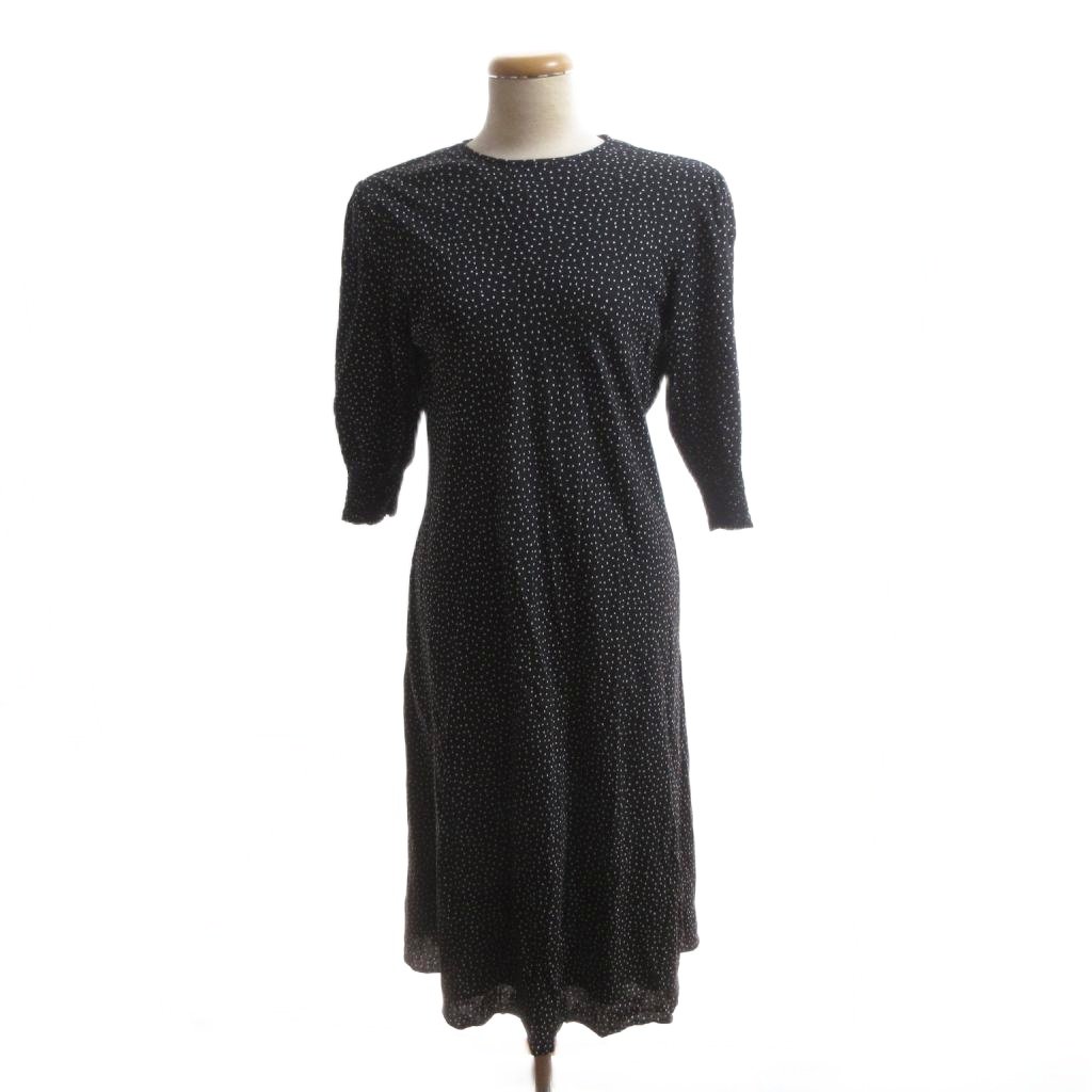 【中古】ミラオーウェン Mila Owen 美品 24SS ワンピース 0 黒 ブラック ドット柄 クルーネック 七分袖 ロング丈 /SJ レディース 【ベクトル 古着】 260424 vectorpremium-19037352 ブランド古着ベクトルプレミアム店 パッケージ画像