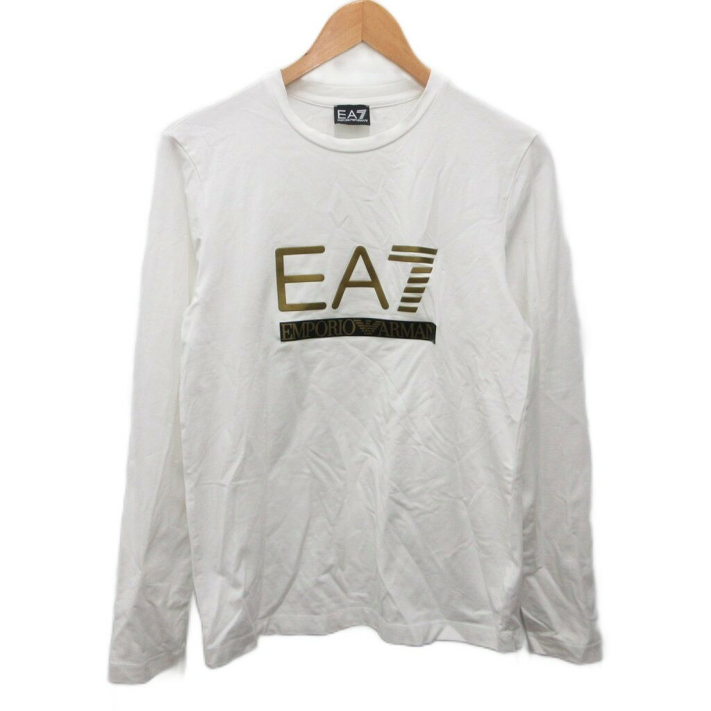 乐天商城 - 【中古】エンポリオアルマーニ EMPORIO ARMANI Tシャツ カットソー 長袖 ロゴプリント 白 ホワイト S ■IBO96 メンズ 【ベクトル 古着】 260521