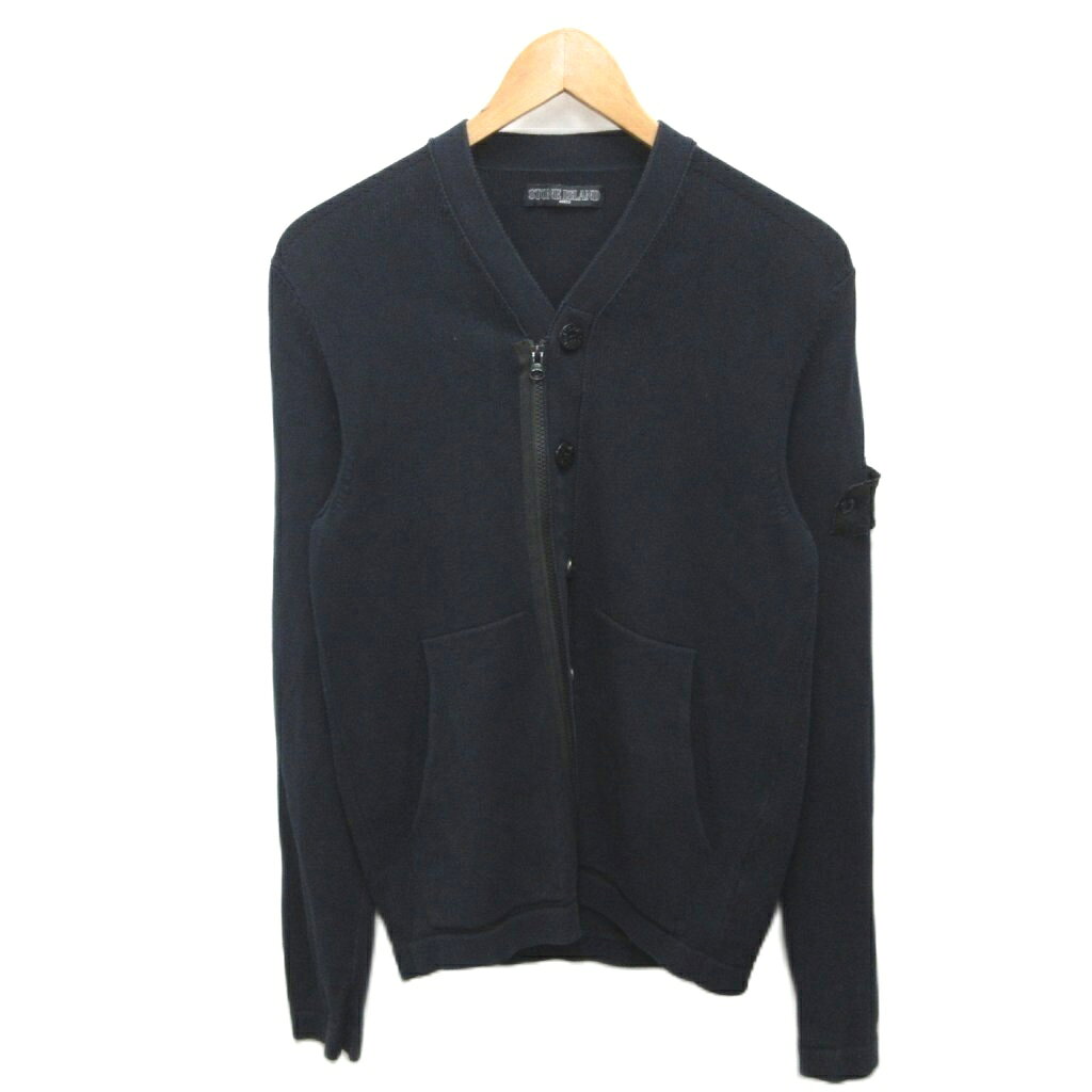Rakuten - 【中古】ストーンアイランド STONE ISLAND ジップカーディガン コットンニット ロゴワッペン ボタン S ダークネイビー 5819502A2 ☆AA★ メンズ 【ベクトル 古着】 260505