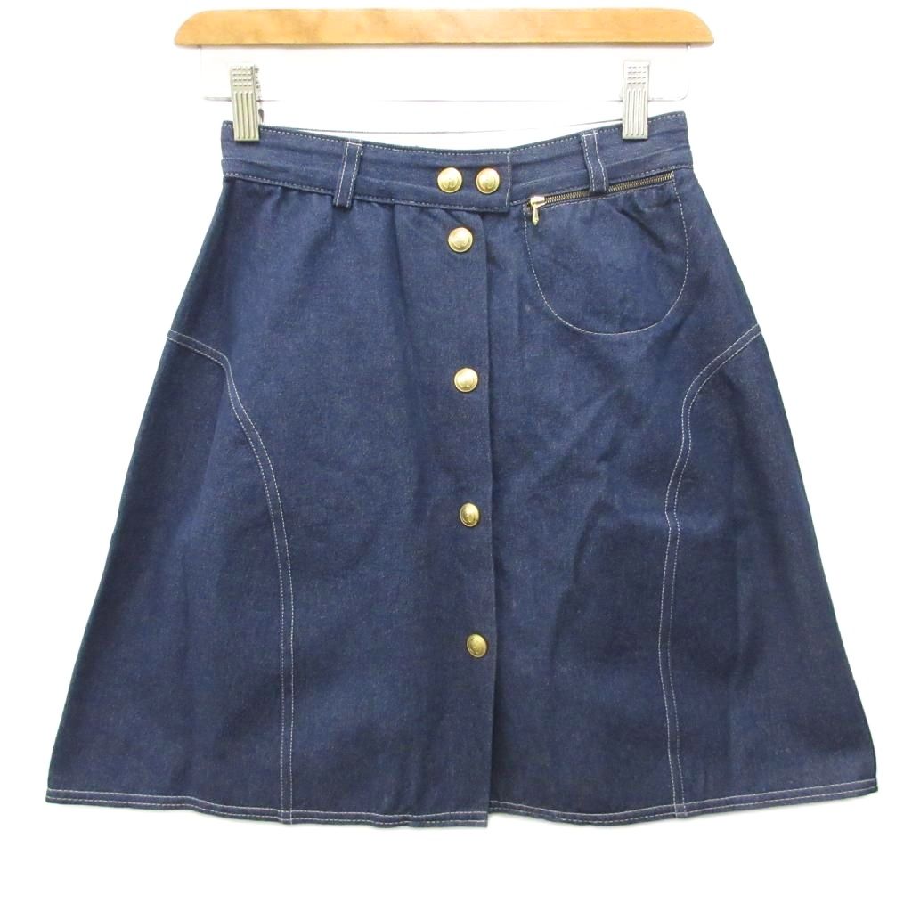 gucci///////////////\' - 【中古】グッチ GUCCI デニムスカートひざ丈 金ボタン ウエストゴム 青 ブルー 38 レディース 【ベクトル 古着】 260522
