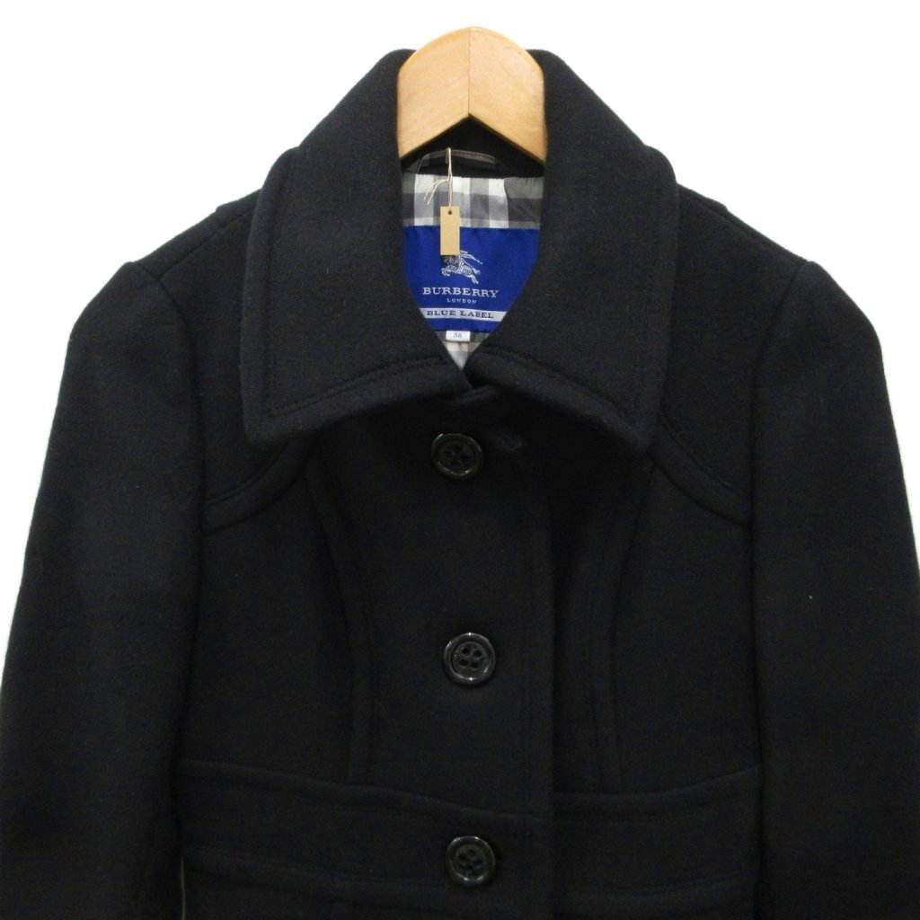 中古 バーバリーブルーレーベル BURBERRY BLUE LABEL 美品 ウール ロングコート アンゴラ混 ノバチェック裏地 vectorpremium-19193554 ブランド古着ベクトルプレミアム店 サンプル画像3