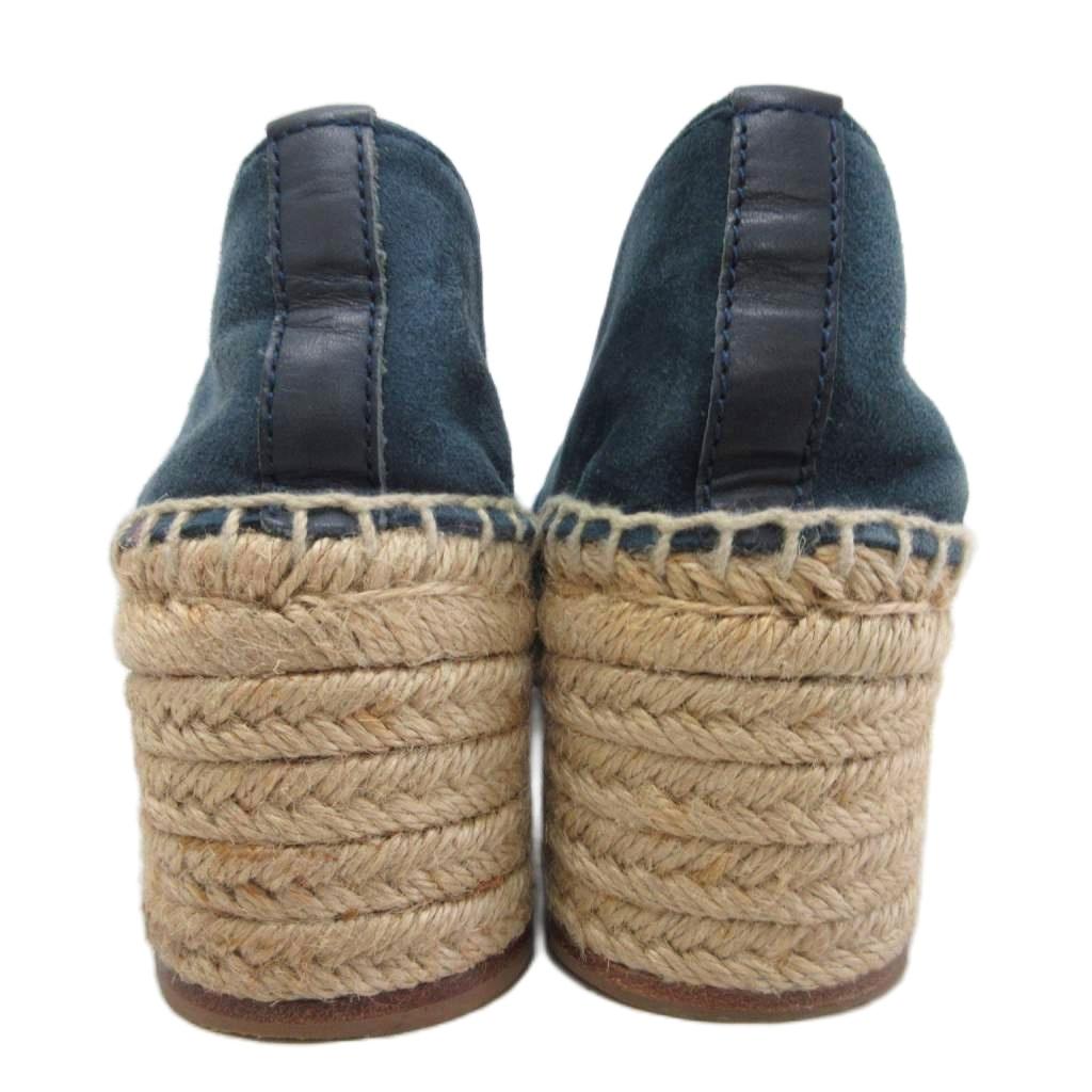 【中古】トリーバーチ TORY BURCH エスパドリーユ サンダル ミュール ヒール 7M 紺...