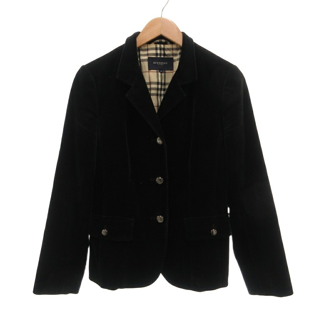 中古 バーバリー ロンドン BURBERRY LONDON テーラードジャケット ベロア 40 黒 ブラック ノバチェック裏地 vectorpremium-19314568 ブランド古着ベクトルプレミアム店 パッケージ画像