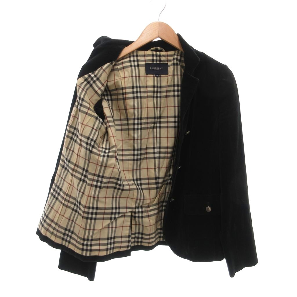 中古 バーバリー ロンドン BURBERRY LONDON テーラードジャケット ベロア 40 黒 ブラック ノバチェック裏地 vectorpremium-19314568 ブランド古着ベクトルプレミアム店 サンプル画像3