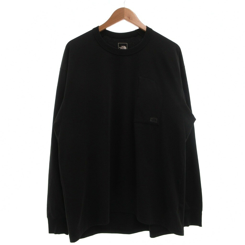 【中古】ザノースフェイス THE NORTH FACE ロングTシャツ ロンT クルーネック 胸ポケット 長袖 L 黒 ブラック /SX ■IBO105 メンズ 【ベクトル 古着】 260929