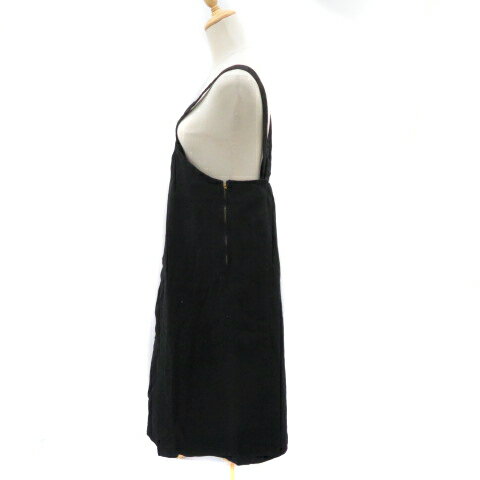 【中古】マウジー MOUSSY ASYMMETRY DENIM ドレス ジャンパースカート ワンピース ロング丈 アシンメトリー 1 黒 ブラック /YK34 レディース 【ベクトル 古着】 240712