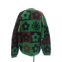 【中古】未使用品 ケンゾー KENZO BOKE CHECKERBOARD JUMPERニット セーター 長袖 花柄 ウール M 緑 黒 茶 /MI ■OS ■...