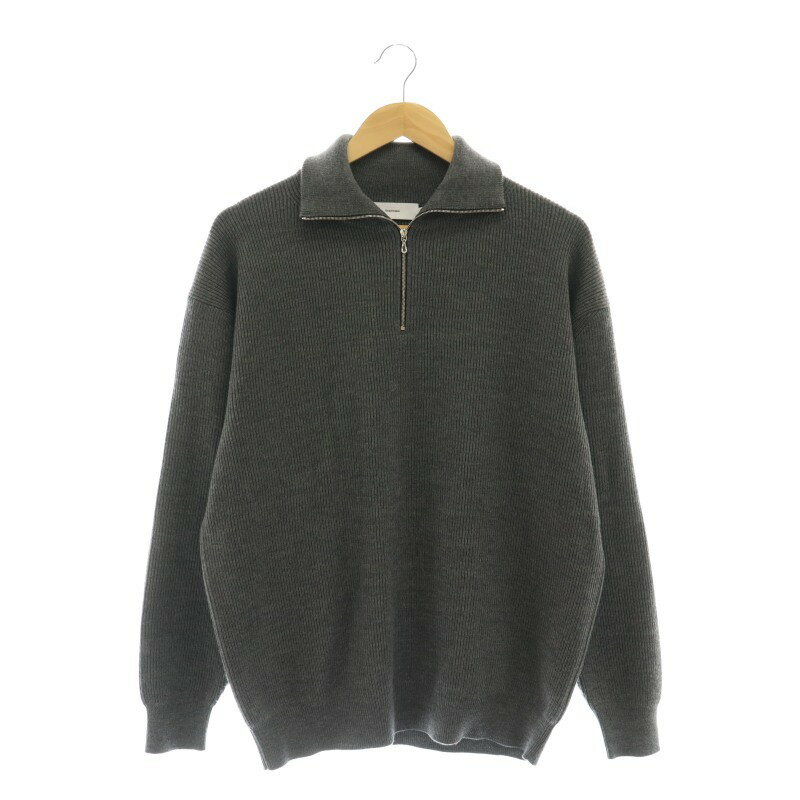 【中古】グラフペーパー Graphpaper 22AW High Density High Neck Zip Knit ハーフジップ ニット セーター 長袖 1 グレー /DF ■OS メンズ 【ベクトル 古着】 241211