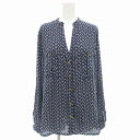 【中古】未使用品 フィフィーユ fifilles タグ付き キーネックシャツ ブラウス 長袖 総柄 紺 ネイビー /GV レディース 【ベクトル 古着】 250730