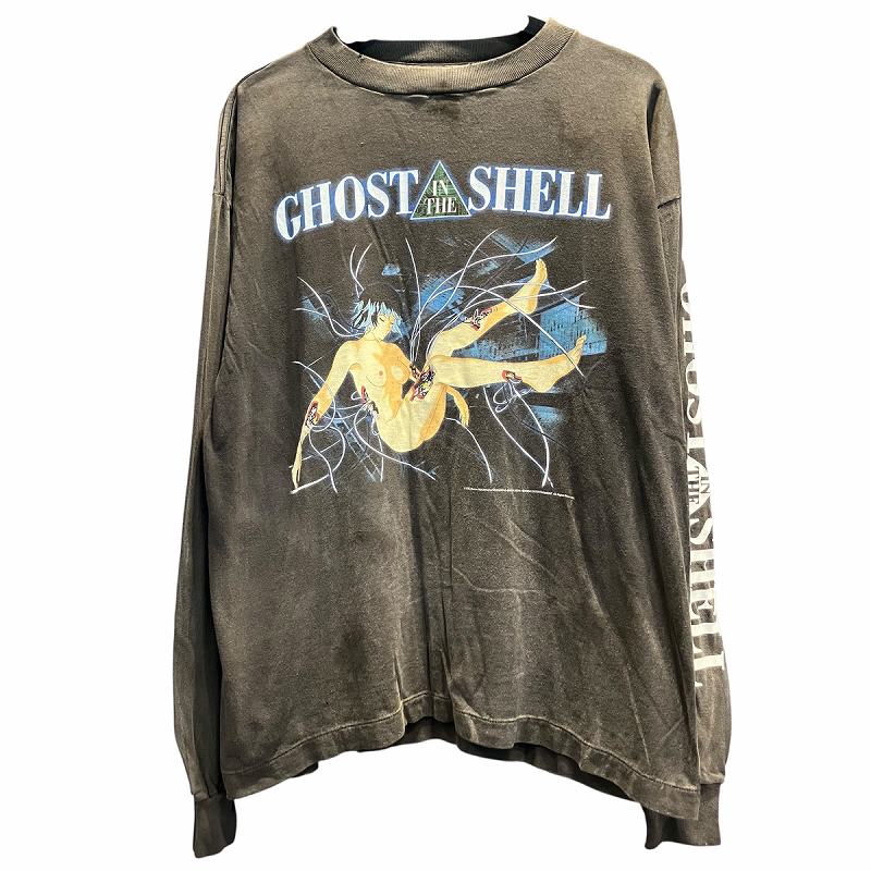 【中古】未使用品 セントマイケル SAINTMICHAEL タグ付き 24SAW 攻殻機動隊 GHOST IN THE SHELL LS TEE ILYA GITS プリント エイジング加工 長袖 Tシャツ M 黒 ブラック メンズ 【ベクトル 古着】 250801