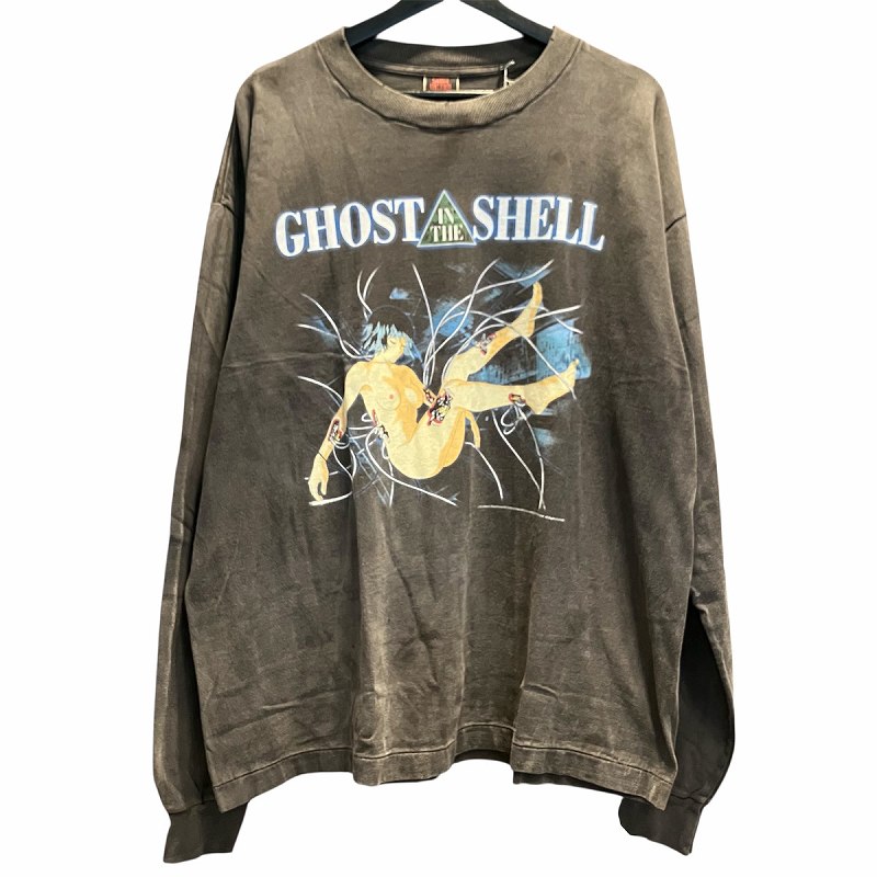 【中古】未使用品 セントマイケル SAINTMICHAEL タグ付き 24SAW 攻殻機動隊 GHOST IN THE SHELL LS TEE ILYA GITS プリント エイジング加工 長袖 Tシャツ XL 黒 ブラック メンズ 【ベクトル 古着】 250801