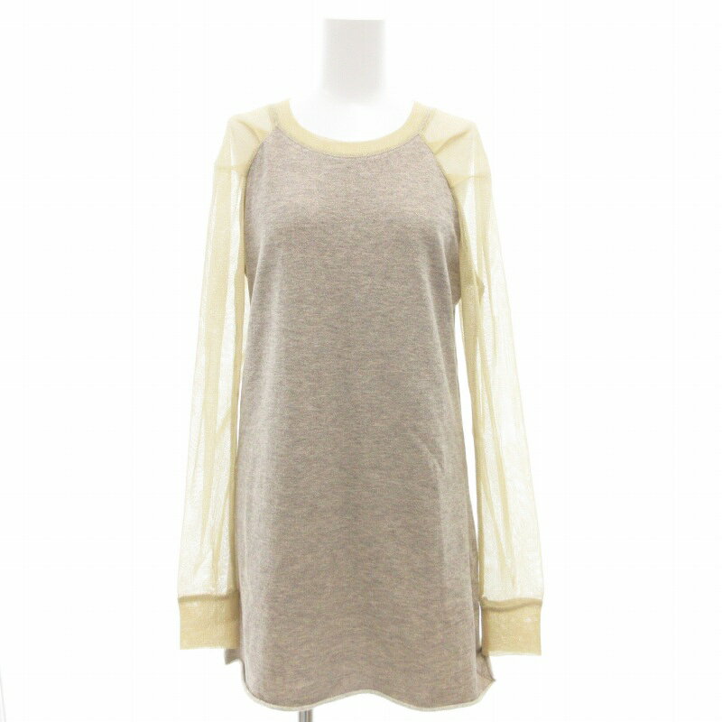 Tunics - 【中古】キッカ KIKKA チュニック ワンピース 長袖 チュール切替 パイル地 38 グレー ベージュ /GV レディース 【ベクトル 古着】 250804
