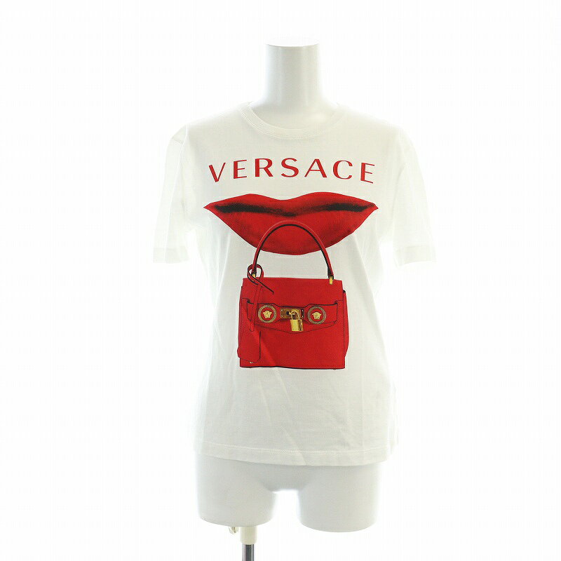 Rakuten - 【中古】ヴェルサーチ ヴェルサーチェ VERSACE Tシャツ カットソー 半袖 リップ プリント ロゴ 36 XXS 白 ホワイト A84079 ■GY17 /MQ レディース 【ベクトル 古着】 250822