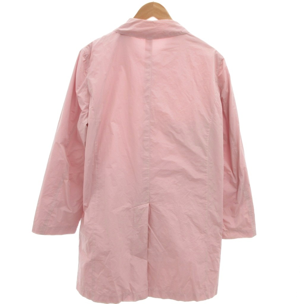 【中古】リングヂャケット RING JACKET ステンカラーコート ひざ丈 ボーダー 長袖 M ピンク /BS メンズ 【ベクトル 古着】 250908