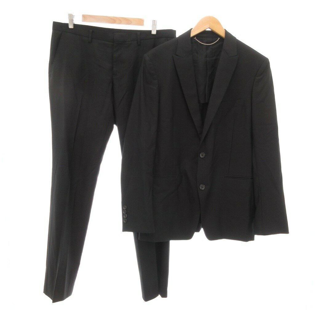 【中古】5351POURLESHOMMES スーツ セットアップ ジャケット パンツ ウール 4 黒 ブラック 022082018 /UO 【ベクトル 古着】 250916
