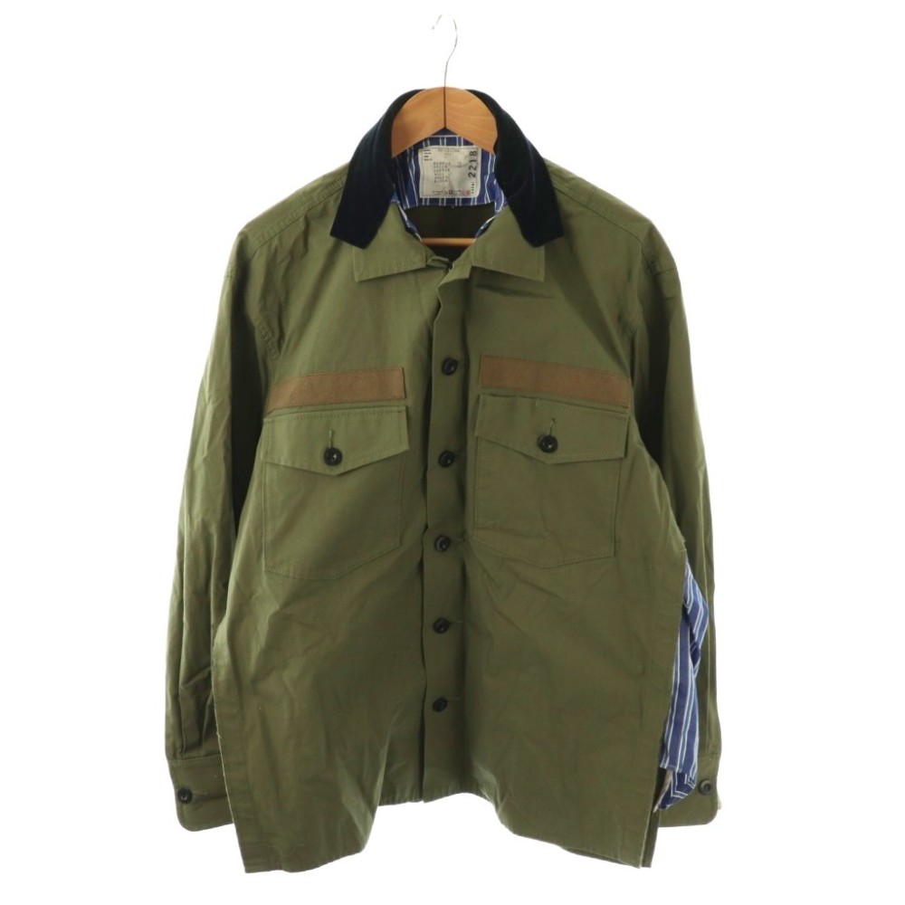 サカイ sacai 20-02218M FABRIC COMBO SHRTS シャツ 切替 長袖 1 カーキ /HK ■OS ■SH メンズ  260309