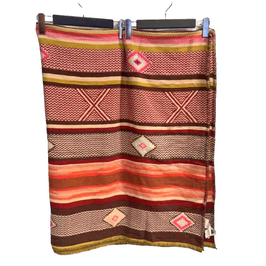 【中古】ザラ ZARA HOME ブランケット 毛布 幾何学模様 130×170 オレンジ 茶 ブラウン レディース 【ベクトル 古着】 260508