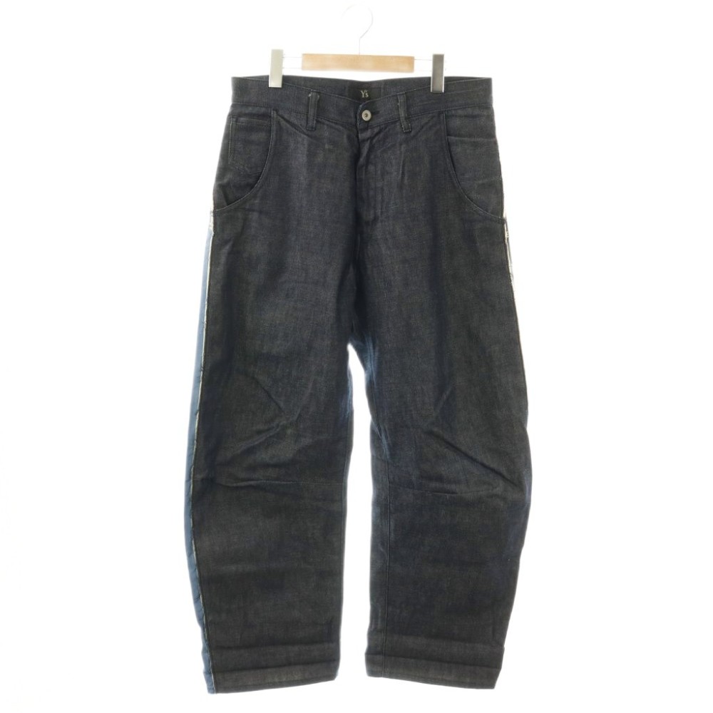 [Used] Y's Yohji Yamamoto 25SS Spotted Denim Wide Leg Gusset Pants Denim Pants Jeans Wide Patchwork Size 2 Navy Blue /YM ■GY01 [Vector Used Clothing] 260618