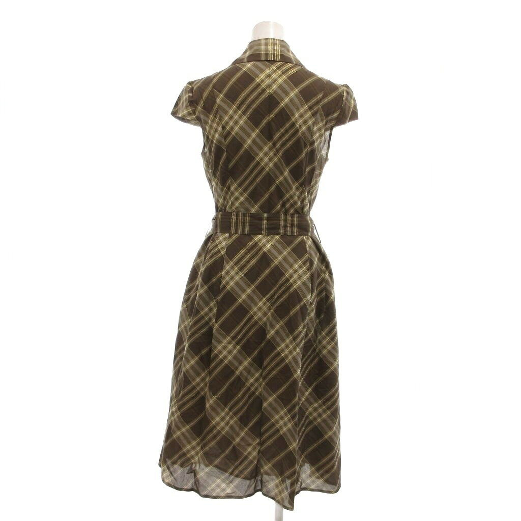 中古 バーバリー ロンドン BURBERRY LONDON ワンピース ミモレ丈 半袖 チェック柄 40 茶 ブラウン ML M vectorpremium-19528799 ブランド古着ベクトルプレミアム店 サンプル画像2