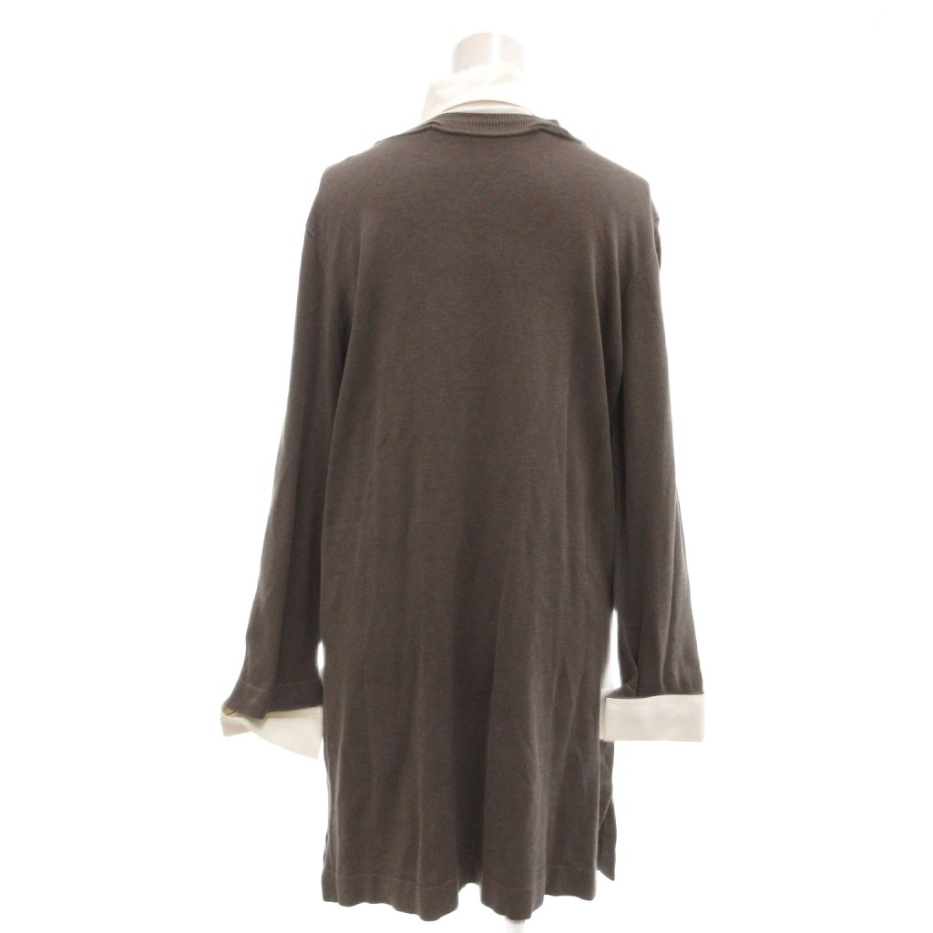 中古 バーバリー ロンドン BURBERRY LONDON シルク ニットチュニック シャツ切替 長袖 2 グレー 白 ホワイト vectorpremium-19528801 ブランド古着ベクトルプレミアム店 サンプル画像2