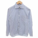 【中古】麻布テーラー azabu tailor Slim fit ドレスシャツ ストライプ 長袖 38 青 白 ブルー ホワイト /HO◇ 0226 メンズ 【ベクトル 古着】 250226(4)