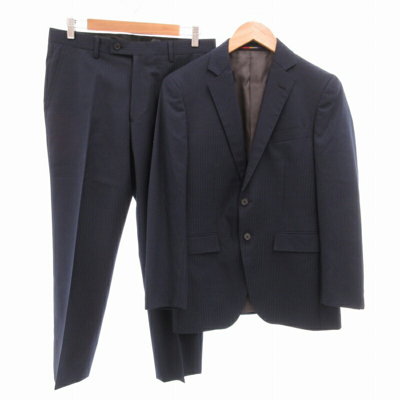 【中古】オリヒカ ORIHICA スーツ セットアップ 上下 テーラードジャケット パンツ シングル 2B センターベント センタープレス ストライプ 90A4...