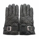 【中古】ポルトラーノ PORTOLANO CASHMERE LINED 手袋 グローブ 切替 キルティング レザー カシミヤ 黒 ブラック /HO△ 0305 ...