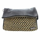 【中古】ジョセフアブード JOSEPH ABBOUD ショルダーバッグ レザー 牛革 ラフィア 黒 ブラック ベージュ /HO△ 0305 メンズ 【ベクトル ...