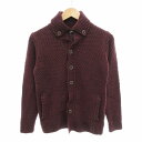【中古】メンズビギ MEN'S BIGI 7Gバスケット編みニットカーディガン 混紡 長袖 01 紅 ボルドー /HO△ 0318 メンズ 【ベクトル 古着】 ...