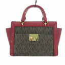 【中古】マイケルマイケルコース Michael michael kors 美品 2way ハンドバッグ ショルダー スモール トップジップ MK柄 レザー 紅 ...