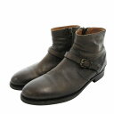 【中古】ブッテロ BUTTERO ショートブーツ サイドジップ ベルト レザー 41 26.0cm こげ茶 ダークブラウン B4413 /HO□ 0402 メンズ 【ベクトル 古着】 250402(4)