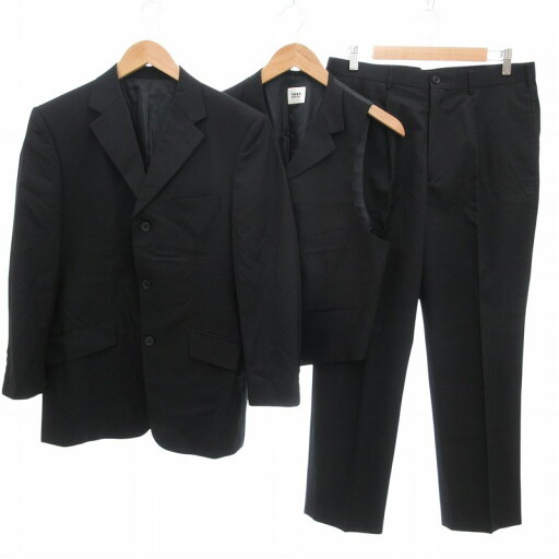 【中古】タケオキクチ TAKEO KIKUCHI 3ピーススーツ セットアップ ジャケット ベスト パンツ シャドーストライプ 3B 総裏地 ウール 3 黒 ブラック /FF メンズ 【ベクトル 古着】 250409 【中古】タケオキクチ TAKEO KIKUCHI 3ピーススーツ セットアップ ジャケット ベスト パンツ シャドーストライプ 3B 総裏地 ウール 3 黒 ブラック /FF メンズ 【ベクトル 古着】 250409