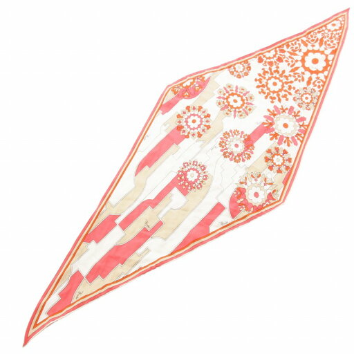 【中古】エミリオプッチ EMILIO PUCCI スカーフ チーフ ひし形 総柄 絹 シルク オレンジ 白 ホワイト /GV レディース 【ベクトル 古着】 250513 【中古】エミリオプッチ EMILIO PUCCI スカーフ チーフ ひし形 総柄 絹 シルク オレンジ 白 ホワイト /GV レディース 【ベクトル 古着】 250513