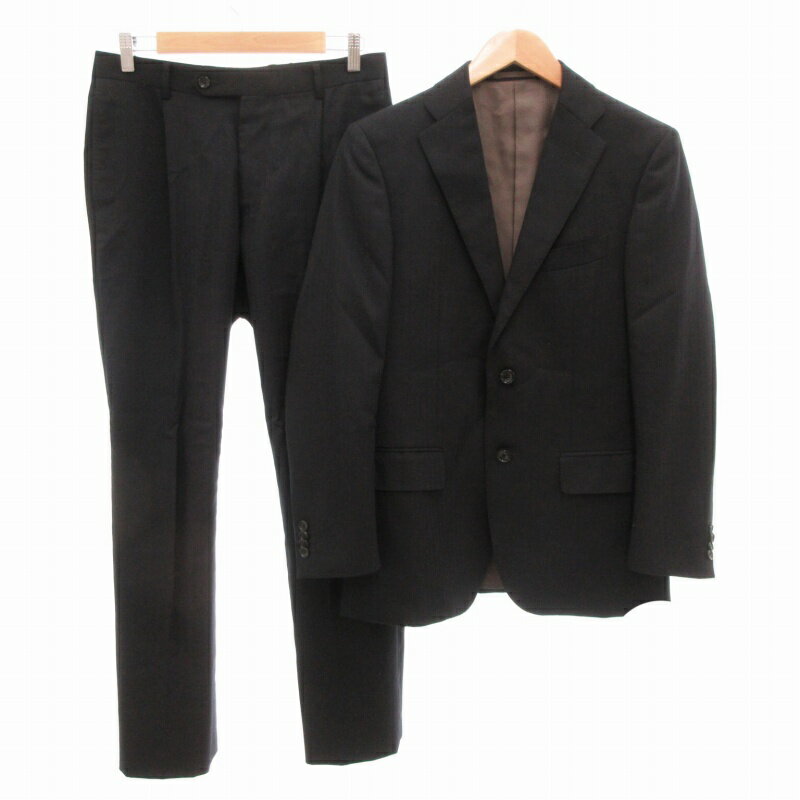 【中古】ジュンメン JUN MEN スーツ セットアップ 上下 テーラードジャケット パンツ シングル 2B サイドベンツ シャドーストライプ M 黒 ブラック...
