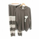 【中古】ジェラートピケオム GELATO PIQUE HOMME ナイトウェア パジャマ セットアップ JQDプルオーバー カットソー パンツ イージー スヌーピー PEANUTS ボーダー L グレー系 /HO メンズ 【ベクトル 古着】 250521(4)