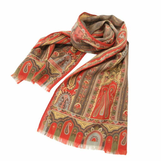 【中古】エトロ ETRO ストール スカーフ フリンジ ペイズリー柄 総柄 ウール シルク混 赤 レッド /FT ■GY14 レディース 【ベクトル 古着】 250206 【中古】エトロ ETRO ストール スカーフ フリンジ ペイズリー柄 総柄 ウール シルク混 赤 レッド /FT ■GY14 レディース 【ベクトル 古着】 250206