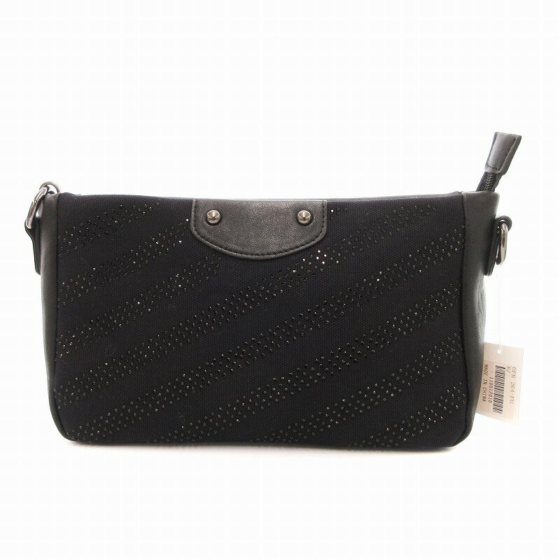 【中古】未使用品 フレスカ fresca タグ付き ショルダーバッグ ビジュー 素材切替 黒 ブラック /JS レディース 【ベクトル 古着】 250210