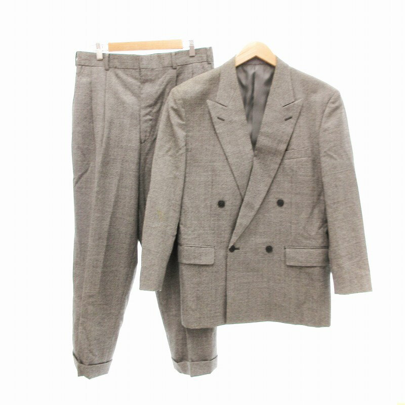 【中古】ドゥーズィエム デ バトロコ DEUXIEME de Batoloco セットアップ スーツ ダブル ハウンドトゥース グレンチェック 千鳥格子 M グレー OGK106 /JS メンズ 【ベクトル 古着】 250220
