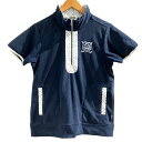【中古】Kolwin コルウィン ポロシャツ 半袖 ゴルフウエア ハーフジップ フリース ロゴパッチ ドット 紺 ネイビー M レディース 【ベクトル 古着】 ...