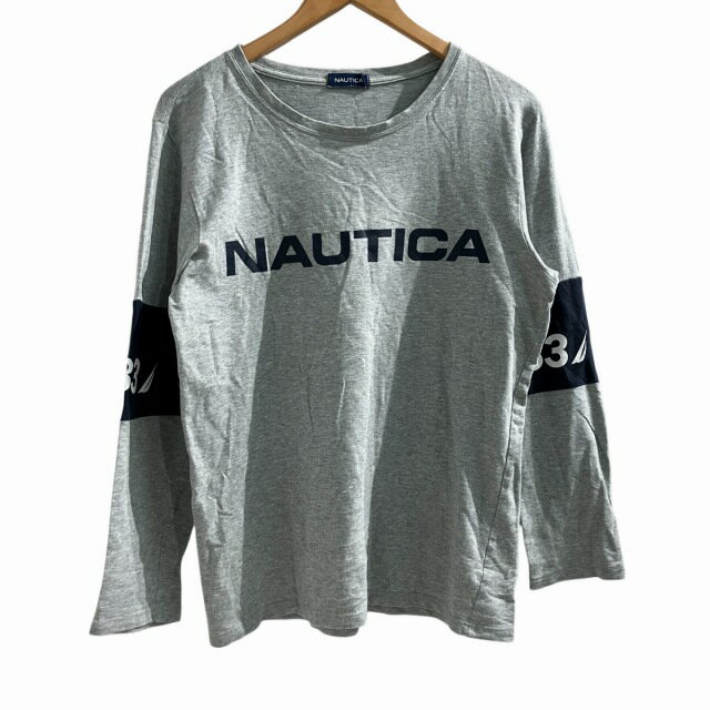 【中古】ノーティカ NAUTICA Tシャツ カットソー ロゴ プリント 長袖 グレー M メンズ 【ベクトル 古着】 250525