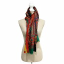 【中古】エトロ ETRO スカーフ ストール ペイズリー柄 シルク混 総柄 赤 レッド系 マルチカラー ■WY レディース 【ベクトル 古着】 250724