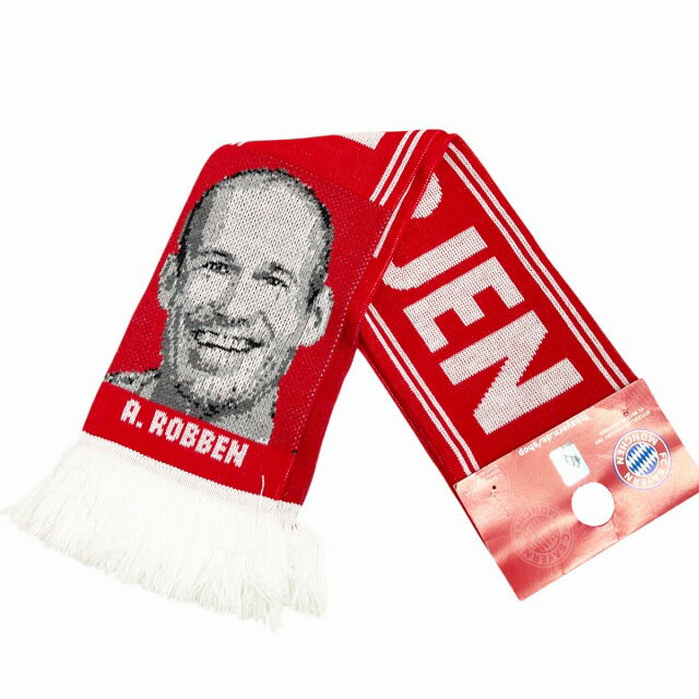 【中古】バイエルン・ミュンヘンFC アリエン・ロッベン マフラー フリンジ 赤 レッド ■GY09 メンズ 【..