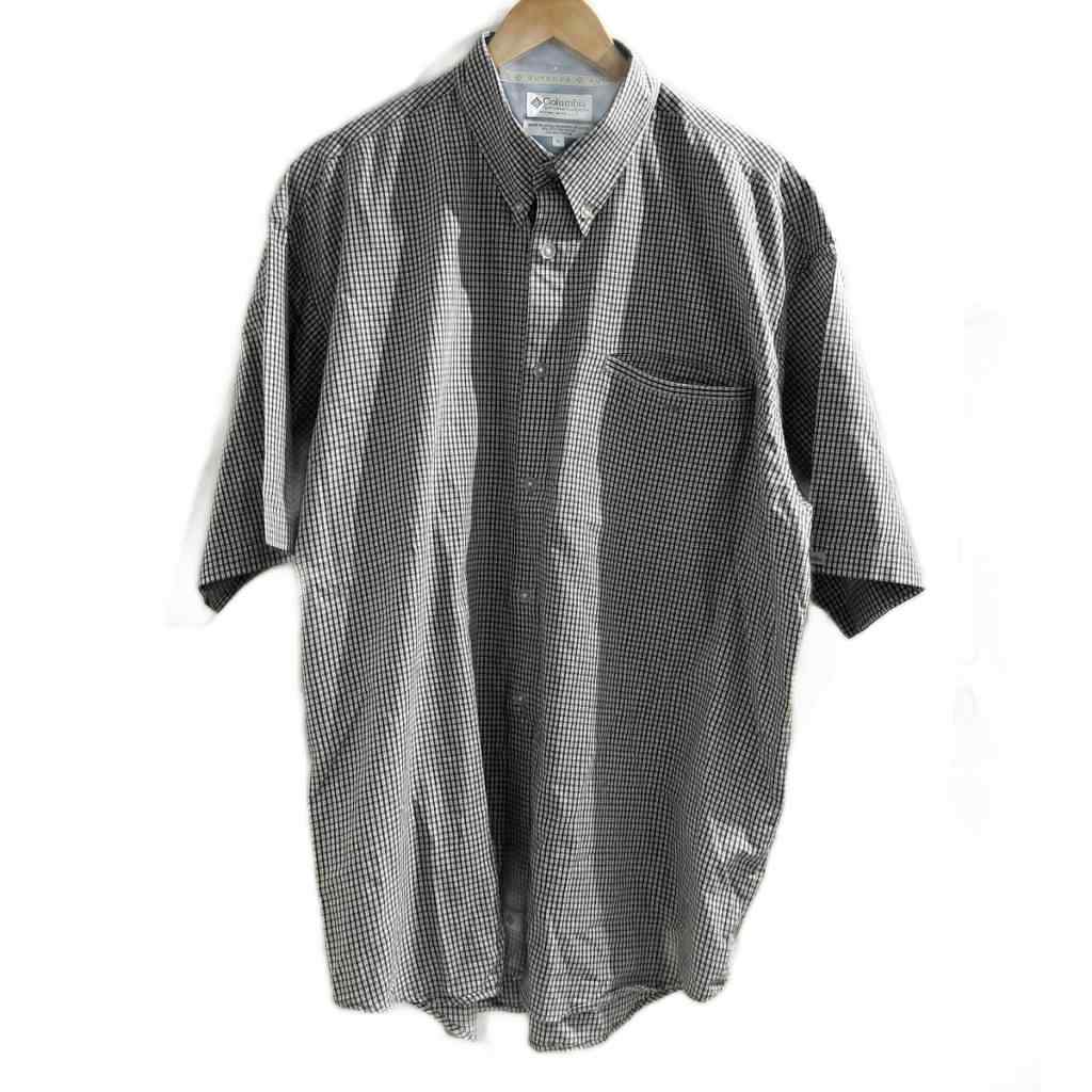 【中古】コロンビア Columbia 美品 シャツ チェック 半袖 グレー系 XL 大きいサイズ メンズ 【ベクトル 古着】 250826(4)
